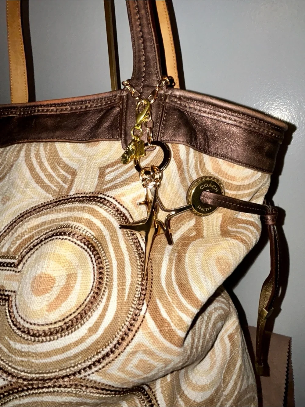 Coach Audrey Op Art Swirl Leigh Slim Tote . Vintage Y2K